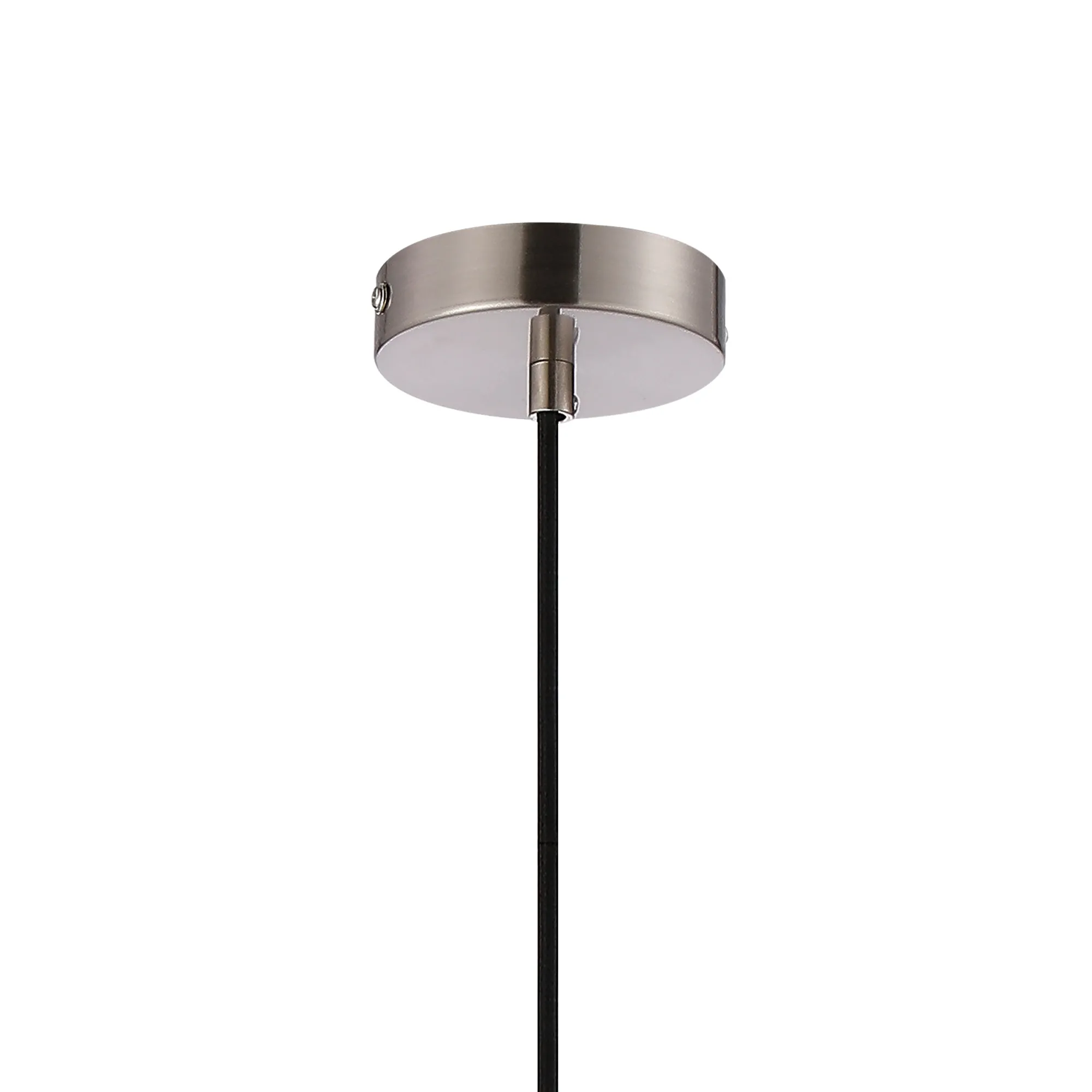 Cawdor Single Pendant, 1 Light E27, Satin Nickel/Black/Opal Wine Glass DK1109  Deco Cawdor